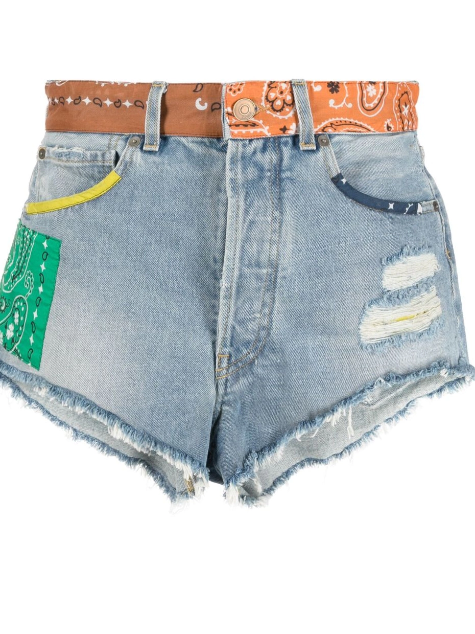 Affordable California denim Alanui Women bandana-print shorts 0419